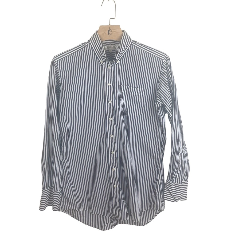 Claridge King Womens Blue White Striped Cotton Button Down Shirt Size S - Picture 1 of 4
